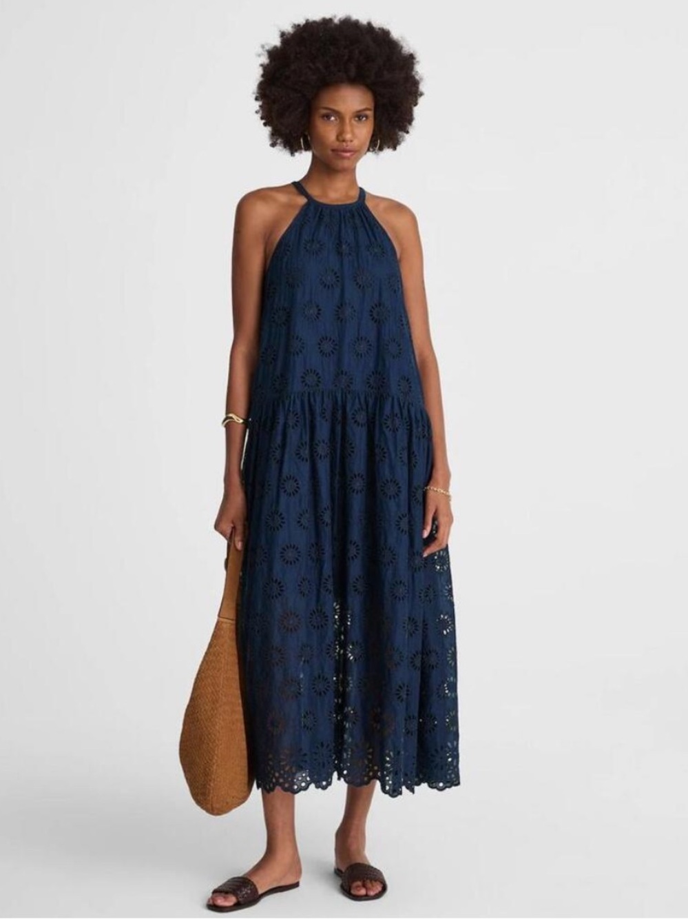 Madewell Dress L Embroidered Blue